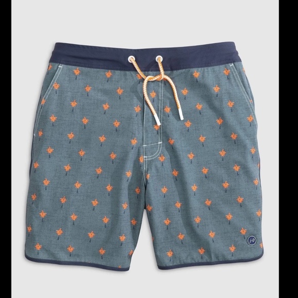 Johnnie-O Palm Tree Print Swim Trunks Blue Size XL - Picture 1 of 8